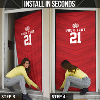 Custom Pacific Rugby Spirit Door Cover Tonga Ngatu Pride Red Edition LT9 - Polynesian Pride