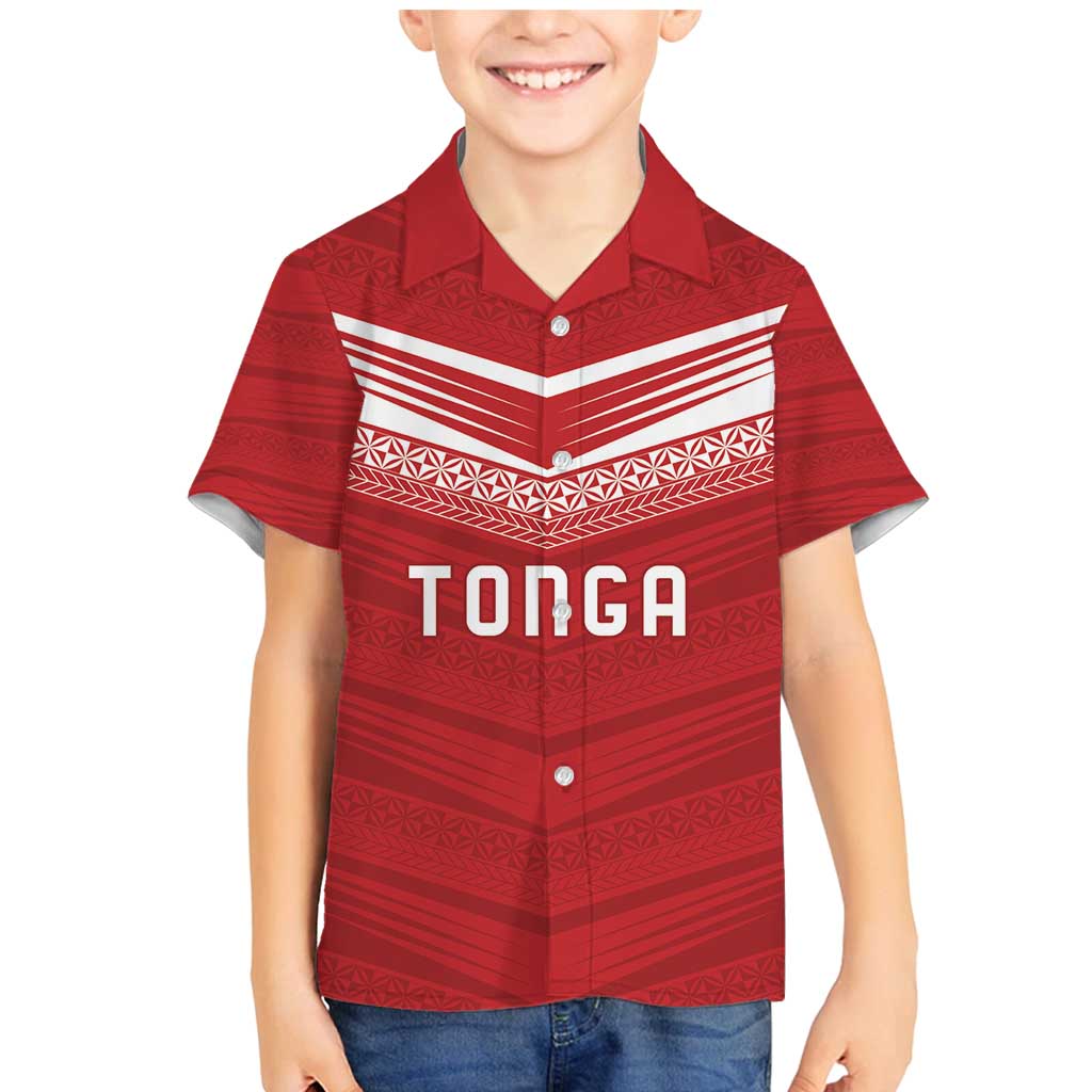 Custom Pacific Rugby Spirit Family Matching Mermaid Dress and Hawaiian Shirt Tonga Ngatu Pride Red Edition LT9 Son's Shirt Red - Polynesian Pride