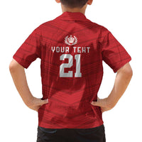 Custom Pacific Rugby Spirit Family Matching Off The Shoulder Long Sleeve Dress and Hawaiian Shirt Tonga Ngatu Pride Red Edition LT9 - Polynesian Pride
