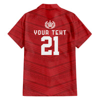 Custom Pacific Rugby Spirit Family Matching Off The Shoulder Long Sleeve Dress and Hawaiian Shirt Tonga Ngatu Pride Red Edition LT9 - Polynesian Pride