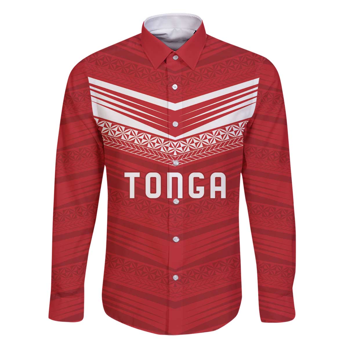 Custom Pacific Rugby Spirit Family Matching Off The Shoulder Long Sleeve Dress and Hawaiian Shirt Tonga Ngatu Pride Red Edition LT9 Dad's Shirt - Long Sleeve Red - Polynesian Pride