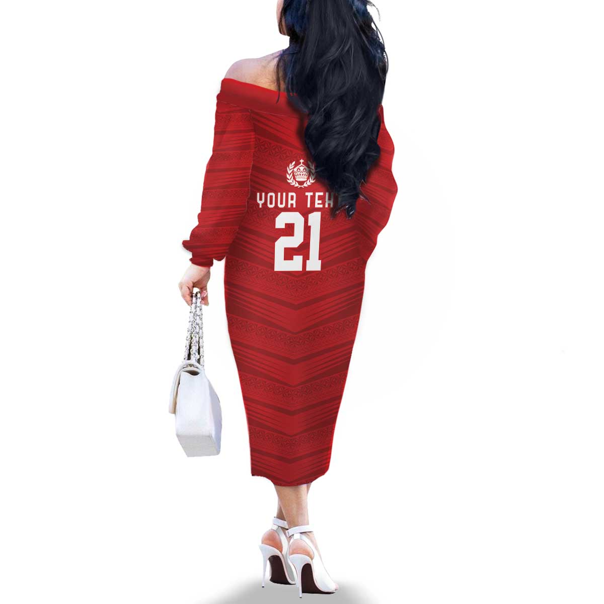 Custom Pacific Rugby Spirit Family Matching Off The Shoulder Long Sleeve Dress and Hawaiian Shirt Tonga Ngatu Pride Red Edition LT9 - Polynesian Pride