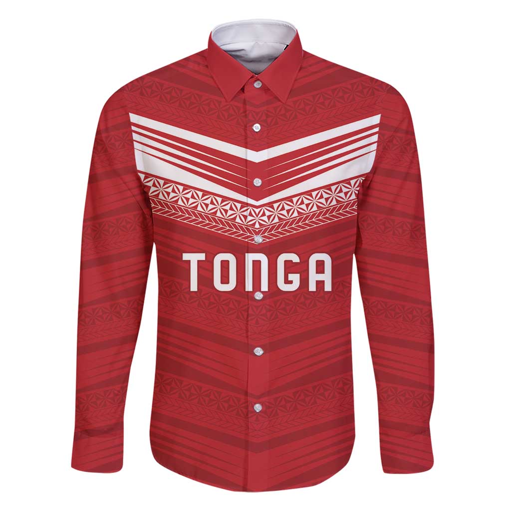 Custom Pacific Rugby Spirit Family Matching Off Shoulder Short Dress and Hawaiian Shirt Tonga Ngatu Pride Red Edition - Polynesian Pride