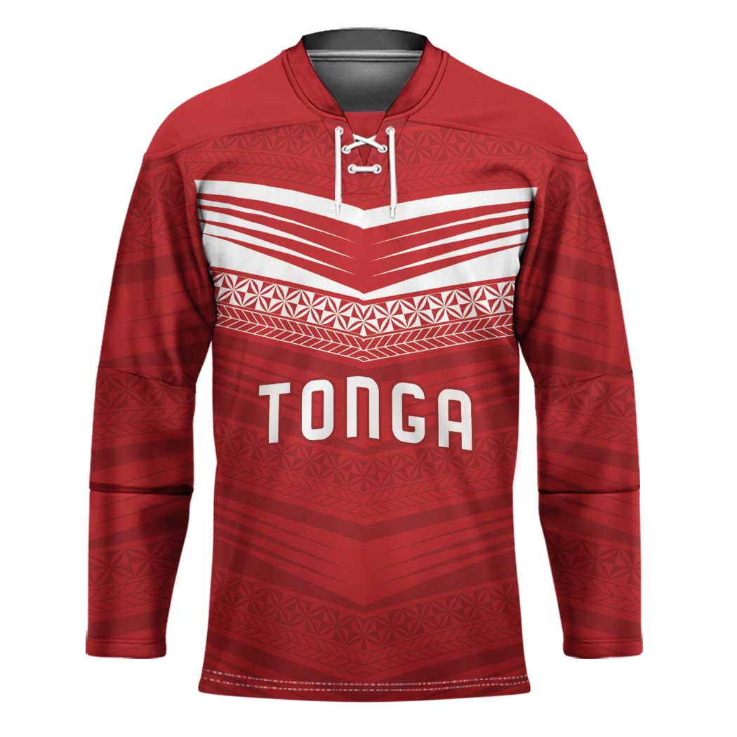 Custom Pacific Rugby Spirit Hockey Jersey Tonga Ngatu Pride Red Edition - Polynesian Pride