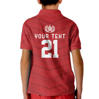 Custom Pacific Rugby Spirit Kid Polo Shirt Tonga Ngatu Pride Red Edition - Polynesian Pride