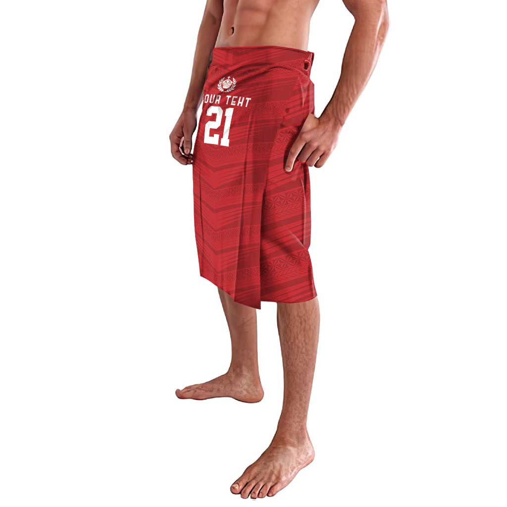 Custom Pacific Rugby Spirit Lavalava Tonga Ngatu Pride Red Edition - Polynesian Pride