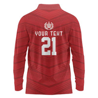 Custom Pacific Rugby Spirit Long Sleeve Polo Shirt Tonga Ngatu Pride Red Edition LT9 - Polynesian Pride