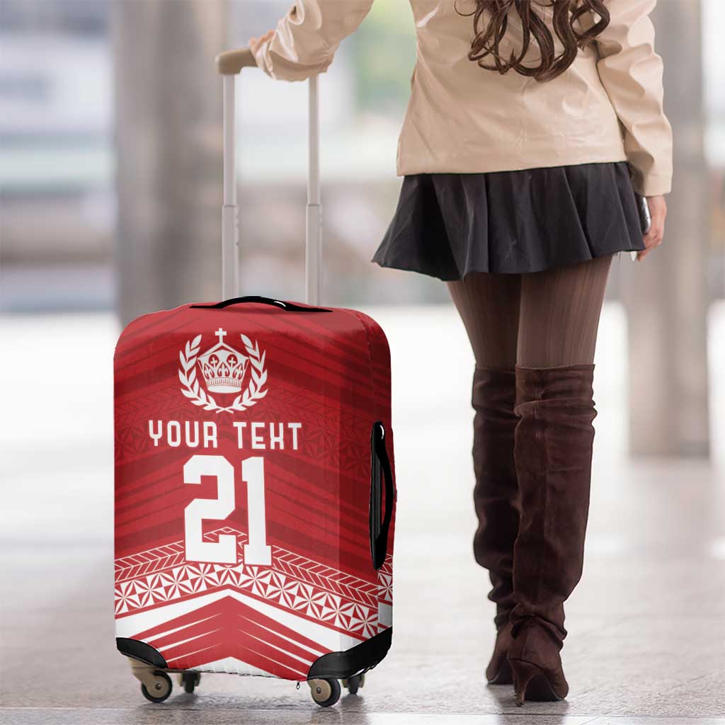 Custom Pacific Rugby Spirit Luggage Cover Tonga Ngatu Pride Red Edition - Polynesian Pride