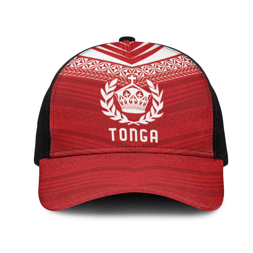 Pacific Rugby Spirit Mesh Trucker Cap Tonga Ngatu Pride Red Edition - Polynesian Pride
