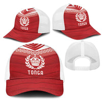 Pacific Rugby Spirit Mesh Trucker Cap Tonga Ngatu Pride Red Edition - Polynesian Pride