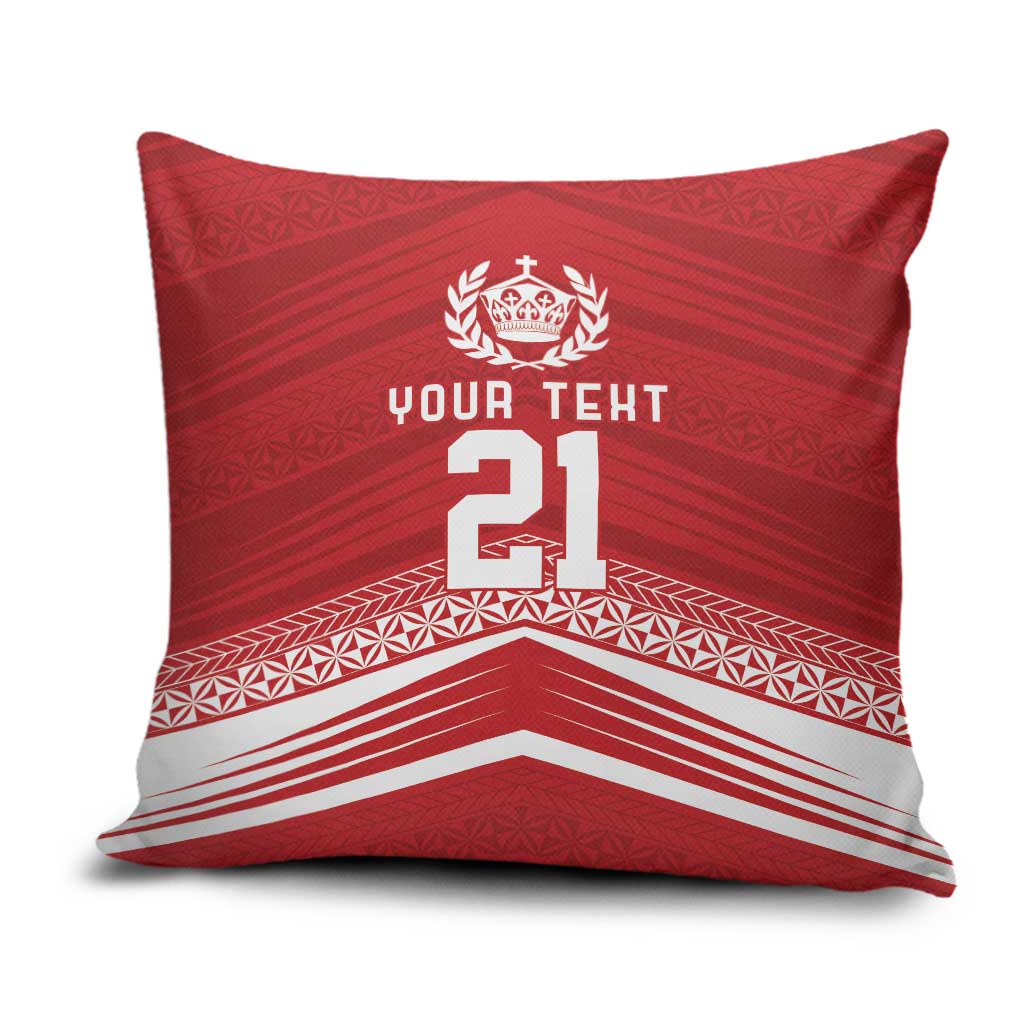 Custom Pacific Rugby Spirit Pillow Cover Tonga Ngatu Pride Red Edition - Polynesian Pride