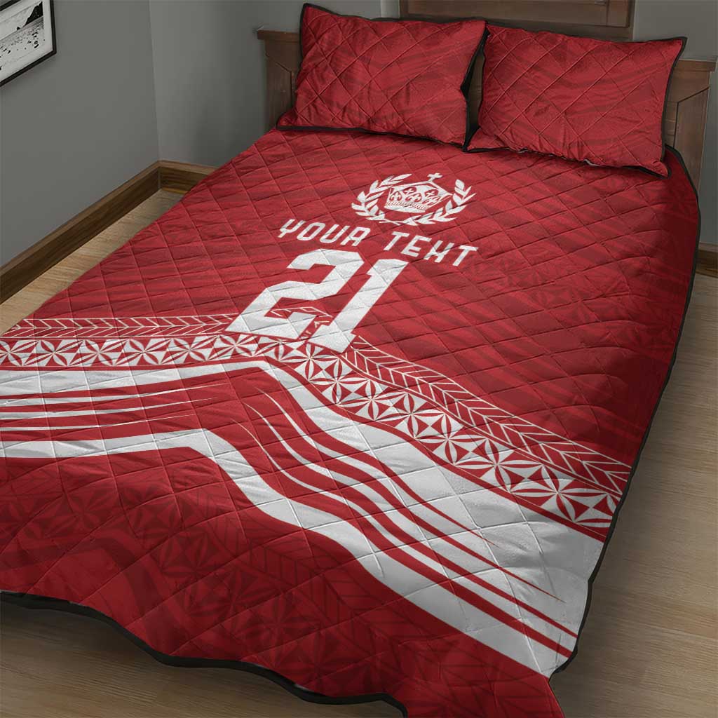 Custom Pacific Rugby Spirit Quilt Bed Set Tonga Ngatu Pride Red Edition - Polynesian Pride