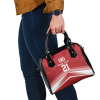 Custom Pacific Rugby Spirit Shoulder Handbag Tonga Ngatu Pride Red Edition - Polynesian Pride