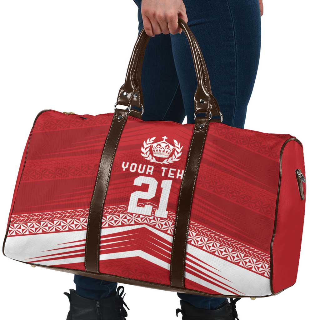 Custom Pacific Rugby Spirit Travel Bag Tonga Ngatu Pride Red Edition - Polynesian Pride