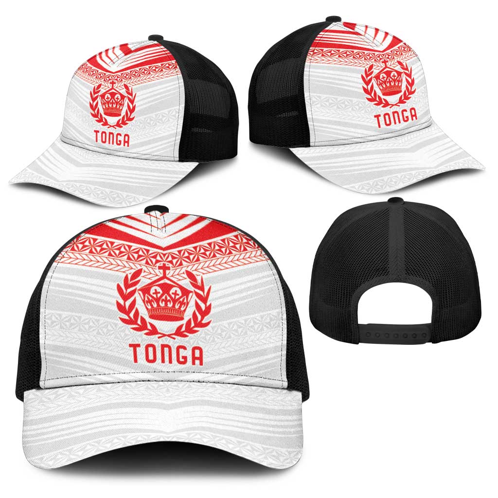 Pacific Rugby Spirit Baseball Net Cap Tonga Ngatu Pride White Edition - Polynesian Pride