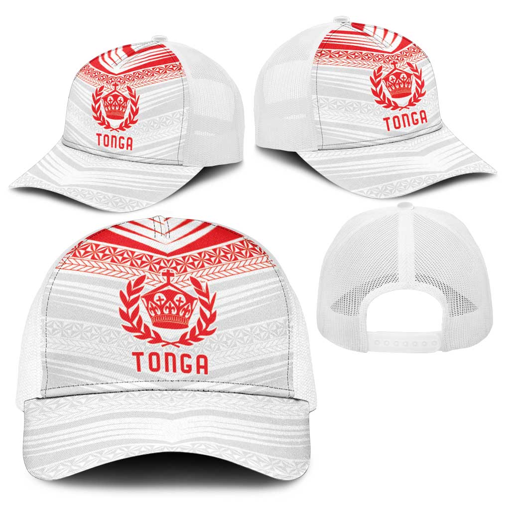 Pacific Rugby Spirit Baseball Net Cap Tonga Ngatu Pride White Edition - Polynesian Pride