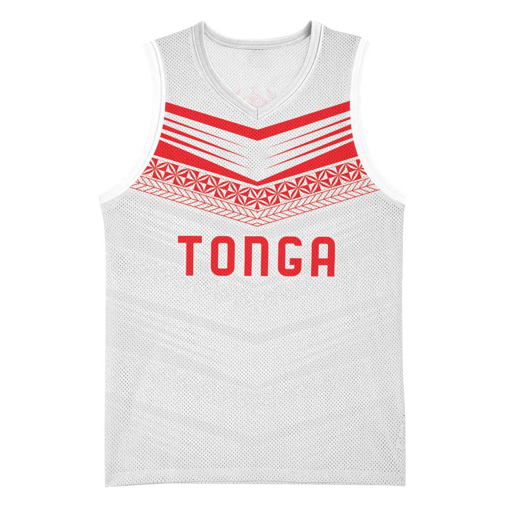 Custom Pacific Rugby Spirit Basketball Jersey Tonga Ngatu Pride White Edition - Polynesian Pride