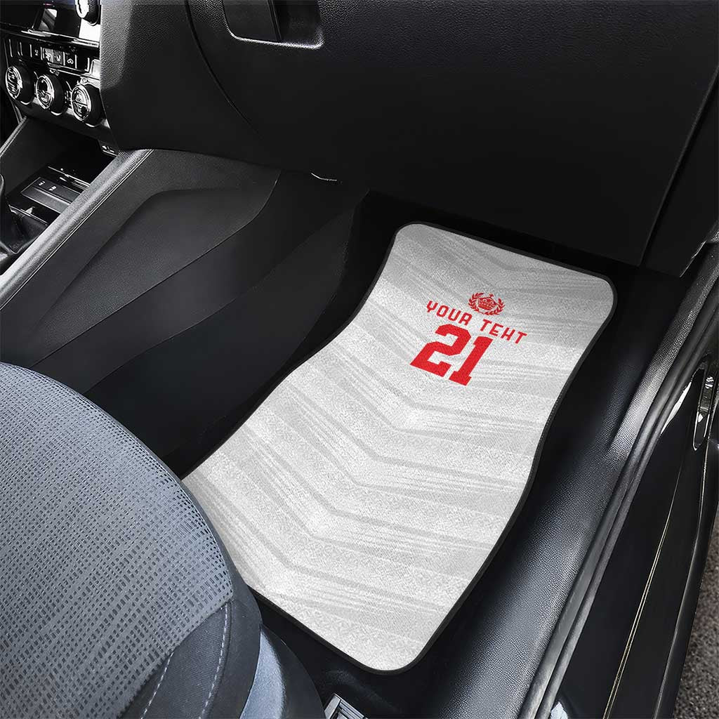 Custom Pacific Rugby Spirit Car Mats Tonga Ngatu Pride White Edition - Polynesian Pride
