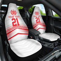Custom Pacific Rugby Spirit Car Seat Cover Tonga Ngatu Pride White Edition LT9 One Size White - Polynesian Pride
