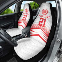 Custom Pacific Rugby Spirit Car Seat Cover Tonga Ngatu Pride White Edition LT9 - Polynesian Pride