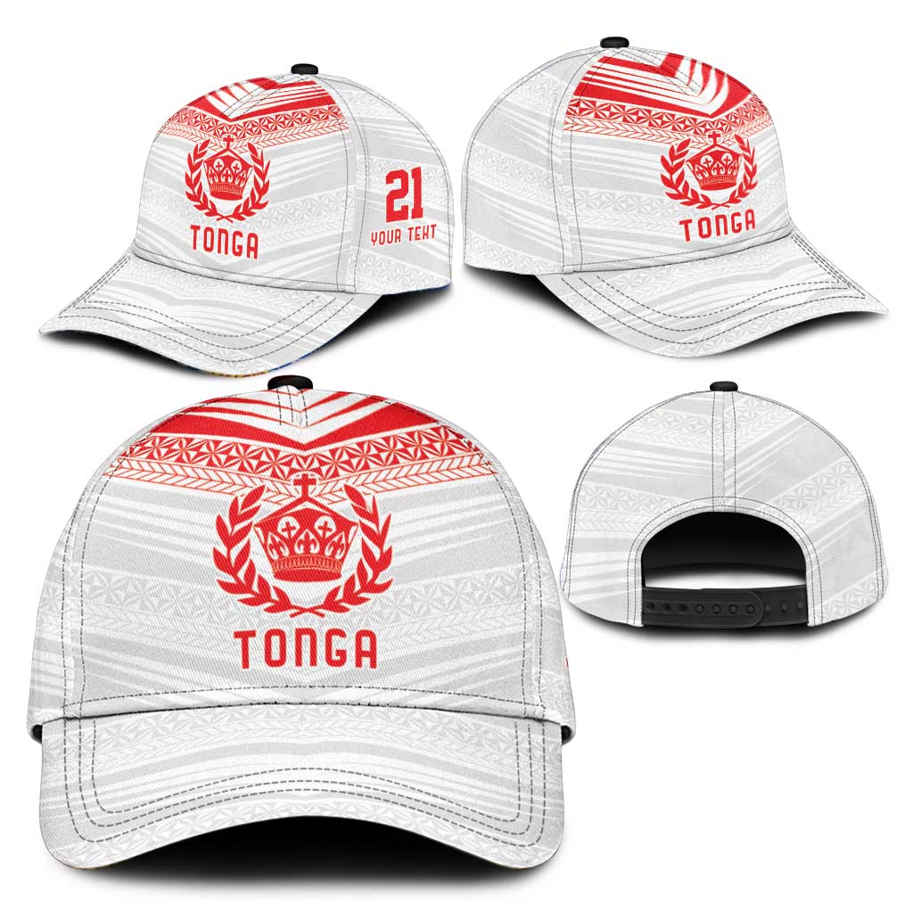 Custom Pacific Rugby Spirit Classic Cap Tonga Ngatu Pride White Edition - Polynesian Pride