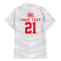 Custom Pacific Rugby Spirit Family Matching Off The Shoulder Long Sleeve Dress and Hawaiian Shirt Tonga Ngatu Pride White Edition LT9 - Polynesian Pride
