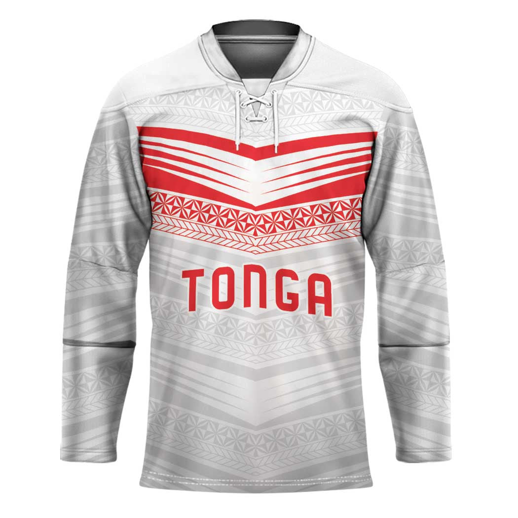 Custom Pacific Rugby Spirit Hockey Jersey Tonga Ngatu Pride White Edition - Polynesian Pride