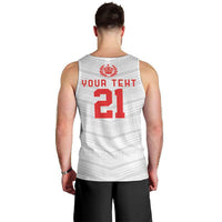 Custom Pacific Rugby Spirit Men Tank Top Tonga Ngatu Pride White Edition - Polynesian Pride