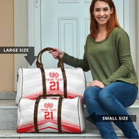 Custom Pacific Rugby Spirit Travel Bag Tonga Ngatu Pride White Edition - Polynesian Pride