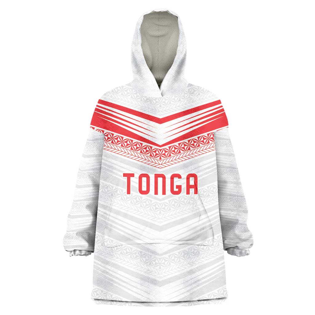 Custom Pacific Rugby Spirit Wearable Blanket Hoodie Tonga Ngatu Pride White Edition LT9 One Size White - Polynesian Pride
