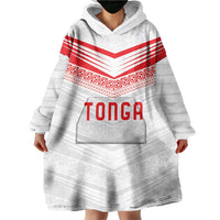 Custom Pacific Rugby Spirit Wearable Blanket Hoodie Tonga Ngatu Pride White Edition LT9 - Polynesian Pride