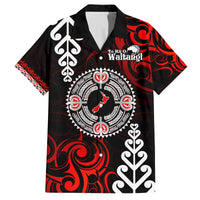 New Zealand Waitangi Day Personalised Family Matching Off Shoulder Long Sleeve Dress and Hawaiian Shirt Aotearoa Te Ra O Waitangi With Maori Tattoo LT9 Dad's Shirt - Short Sleeve Red - Polynesian Pride