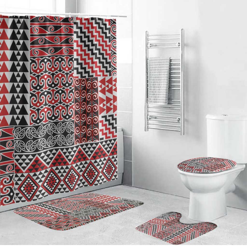Aotearoa Kowhaiwhai Taniko Patchwork Motifs Bathroom Set - Polynesian Pride