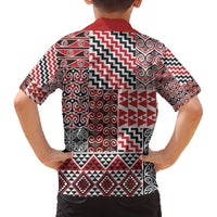 Aotearoa Kowhaiwhai Taniko Patchwork Motifs Family Matching Off The Shoulder Long Sleeve Dress and Hawaiian Shirt LT9 - Polynesian Pride