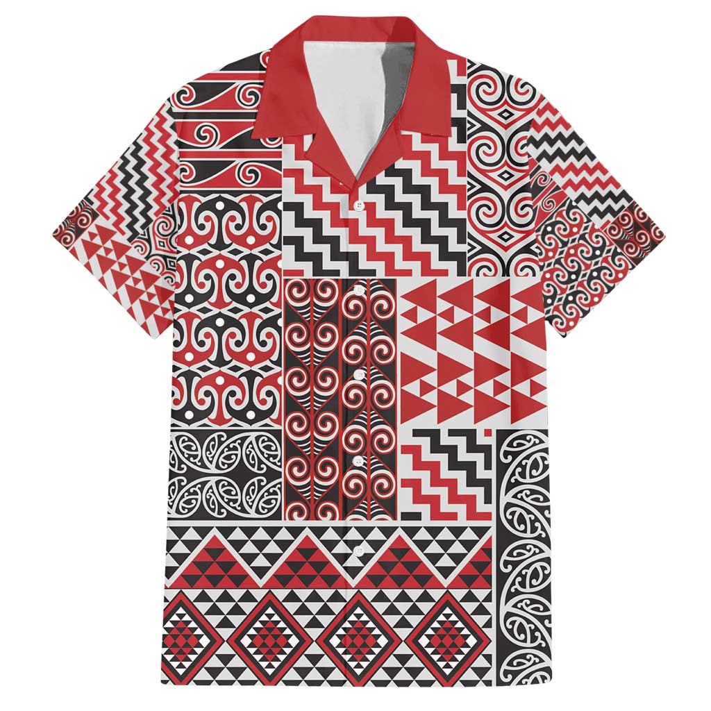 Aotearoa Kowhaiwhai Taniko Patchwork Motifs Family Matching Off Shoulder Short Dress and Hawaiian Shirt