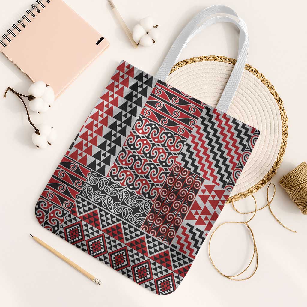 Aotearoa Kowhaiwhai Taniko Patchwork Motifs Tote Bag - Polynesian Pride