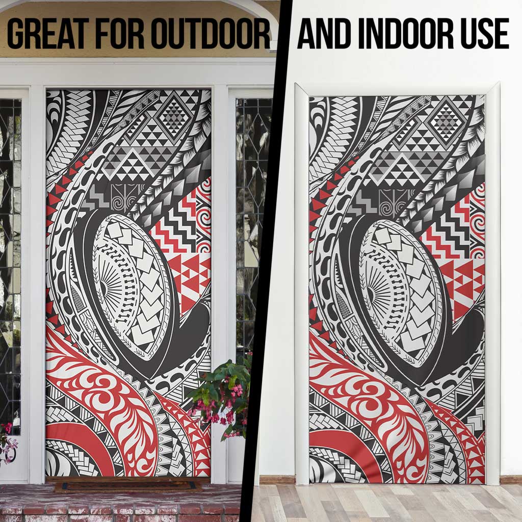 Aotearoa Maori Rugby Tribal Tattoo Door Cover Kowhaiwhai Taniko Patchwork Motifs - Polynesian Pride