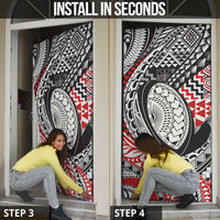 Aotearoa Maori Rugby Tribal Tattoo Door Cover Kowhaiwhai Taniko Patchwork Motifs - Polynesian Pride