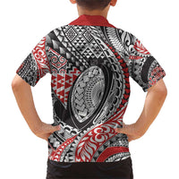Aotearoa Maori Rugby Tribal Tattoo Family Matching Short Sleeve Bodycon Dress and Hawaiian Shirt Kowhaiwhai Taniko Patchwork Motifs LT9 - Polynesian Pride