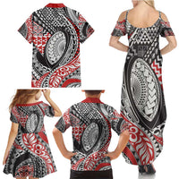 Aotearoa Maori Rugby Tribal Tattoo Family Matching Summer Maxi Dress and Hawaiian Shirt Kowhaiwhai Taniko Patchwork Motifs LT9 - Polynesian Pride