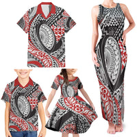 Aotearoa Maori Rugby Tribal Tattoo Family Matching Tank Maxi Dress and Hawaiian Shirt Kowhaiwhai Taniko Patchwork Motifs LT9 - Polynesian Pride