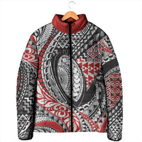 Aotearoa Maori Rugby Tribal Tattoo Padded Jacket Kowhaiwhai Taniko Patchwork Motifs - Polynesian Pride