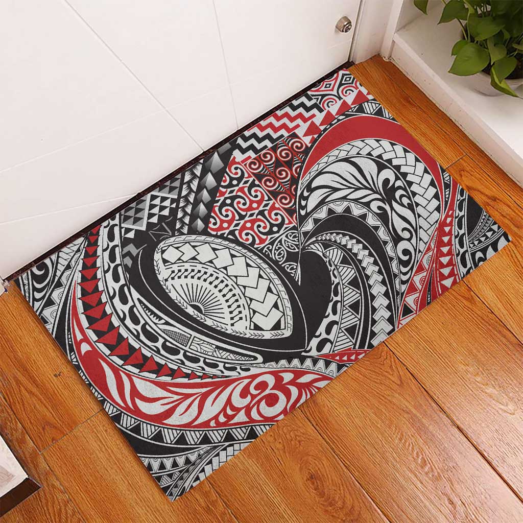 Aotearoa Maori Rugby Tribal Tattoo Rubber Doormat Kowhaiwhai Taniko Patchwork Motifs LT9 - Polynesian Pride