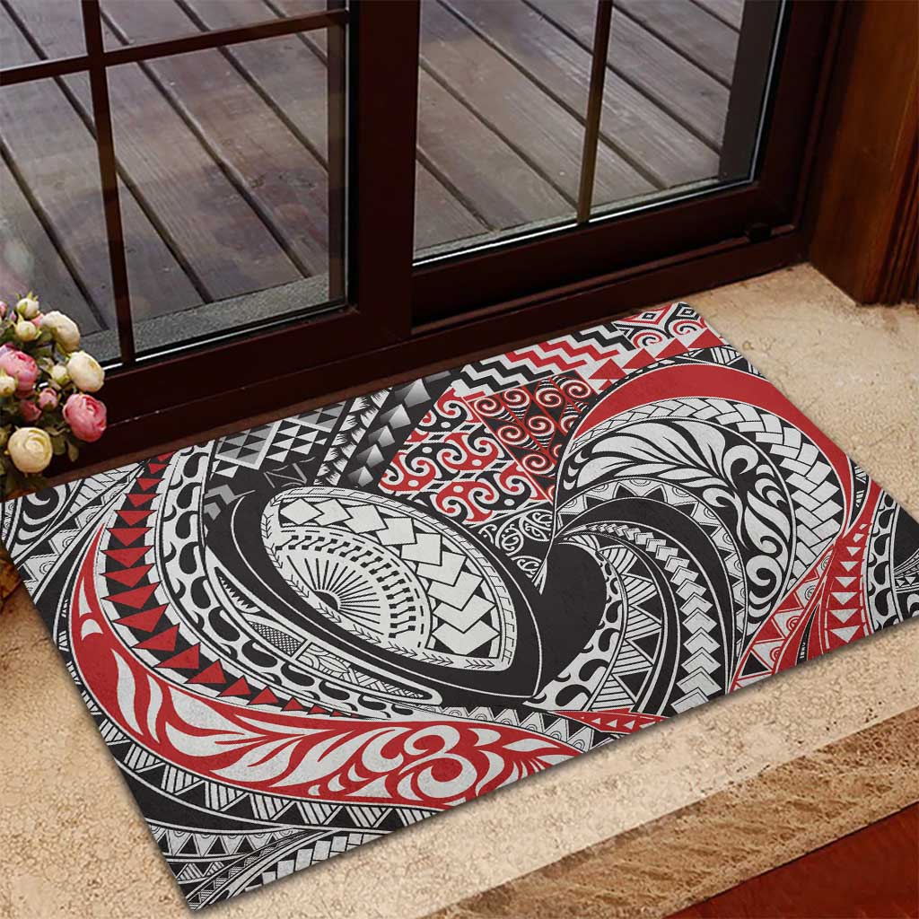 Aotearoa Maori Rugby Tribal Tattoo Rubber Doormat Kowhaiwhai Taniko Patchwork Motifs LT9 - Polynesian Pride