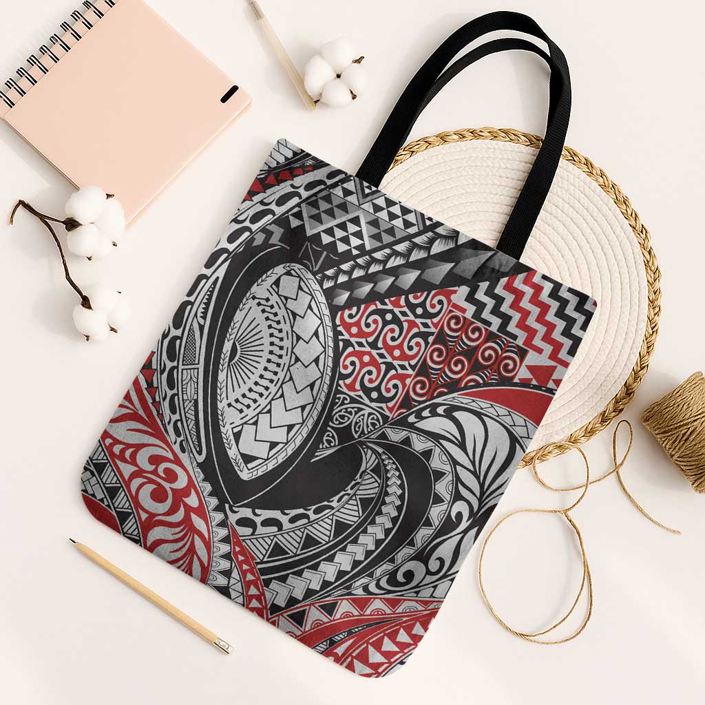 Aotearoa Maori Rugby Tribal Tattoo Tote Bag Kowhaiwhai Taniko Patchwork Motifs - Polynesian Pride