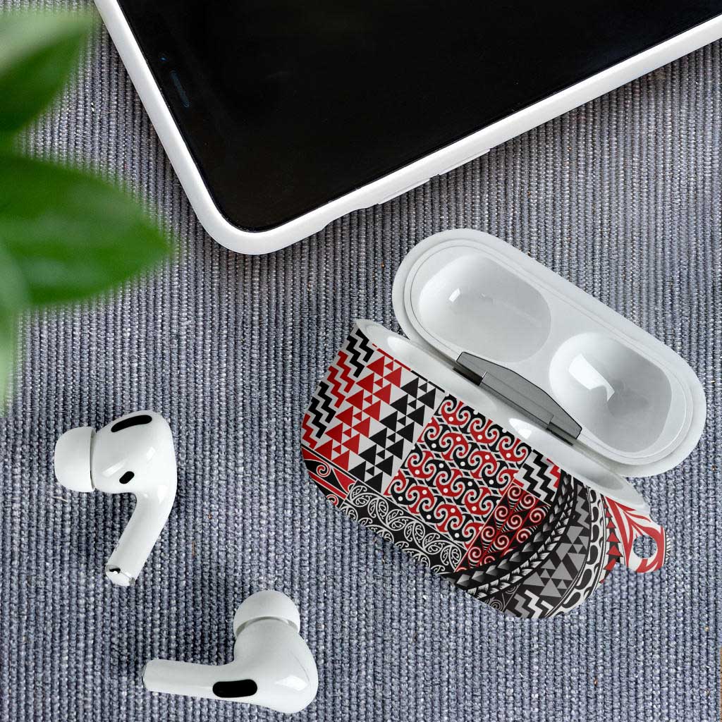 Aotearoa Maori Tribal Tattoo AirPods Case Kowhaiwhai Taniko Patchwork Motifs - Polynesian Pride