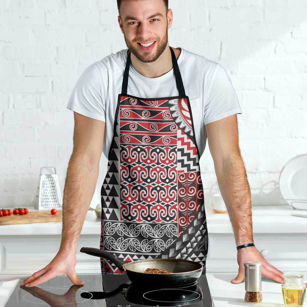 Aotearoa Maori Tribal Tattoo Apron Kowhaiwhai Taniko Patchwork Motifs - Polynesian Pride