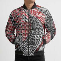 Aotearoa Maori Tribal Tattoo Bomber Puffer Jacket Kowhaiwhai Taniko Patchwork Motifs - Polynesian Pride