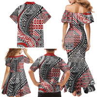 Aotearoa Maori Tribal Tattoo Family Matching Mermaid Dress and Hawaiian Shirt Kowhaiwhai Taniko Patchwork Motifs LT9 - Polynesian Pride