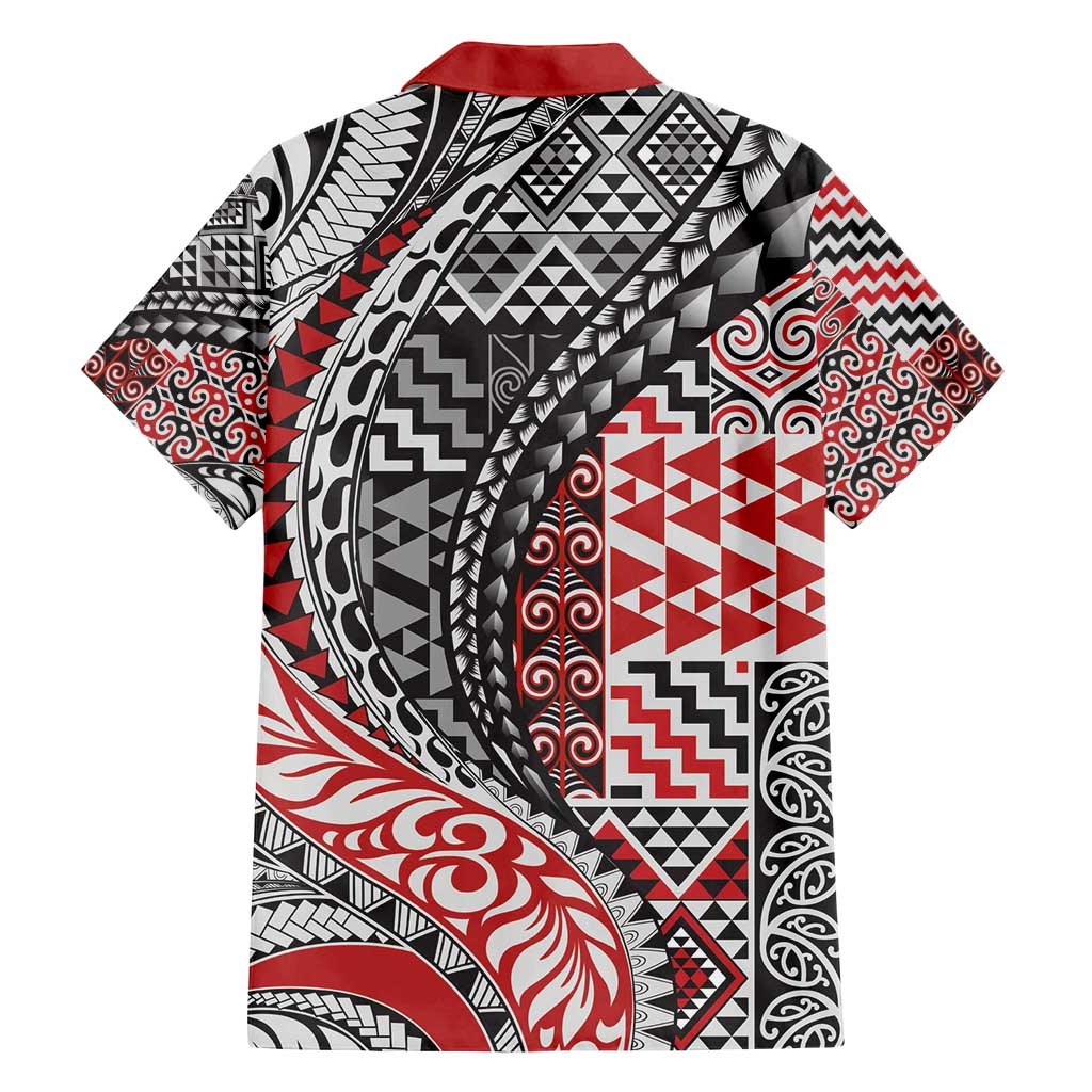 Aotearoa Maori Tribal Tattoo Family Matching Puletasi and Hawaiian Shirt Kowhaiwhai Taniko Patchwork Motifs LT9 - Polynesian Pride